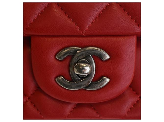 Chanel Red Extra Mini Rectangular Classic Lambskin Single Flap Rosso Bordò - vista 9