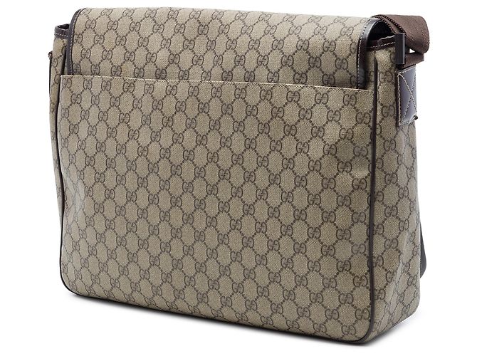 Borsa Messenger Gucci Beige Large GG Supreme Interlocking G - vista 2