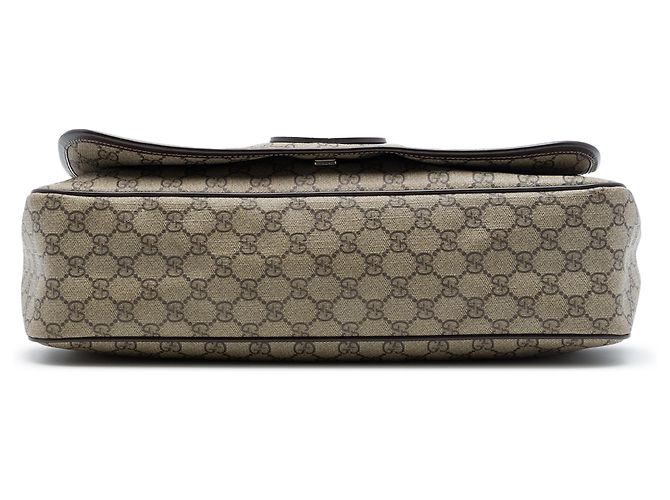 Borsa Messenger Gucci Beige Large GG Supreme Interlocking G - vista 3