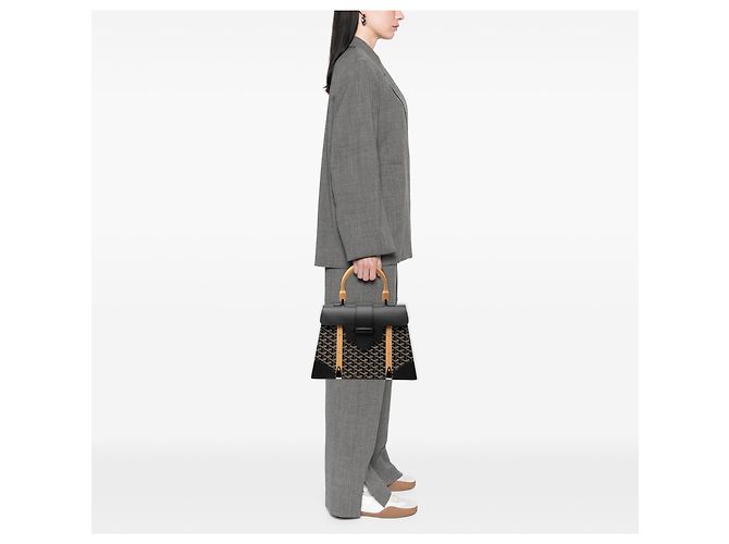 Goyard Black Goyardine Saigon Structured MM Nero - vista 6