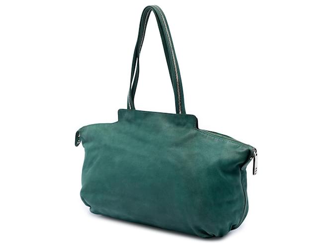 Fendi Green Medium FF Nubuck Chains Tote Grün - Ansicht 2
