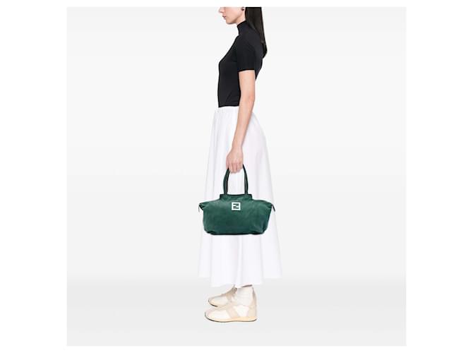 Fendi Green Medium FF Nubuck Chains Tote Grün - Ansicht 6