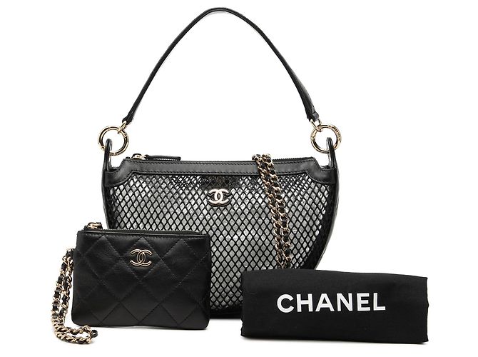 Hobo Chanel Black CC Mesh e Lambskin Lucido Trapuntato con Catena Nero - vista 7