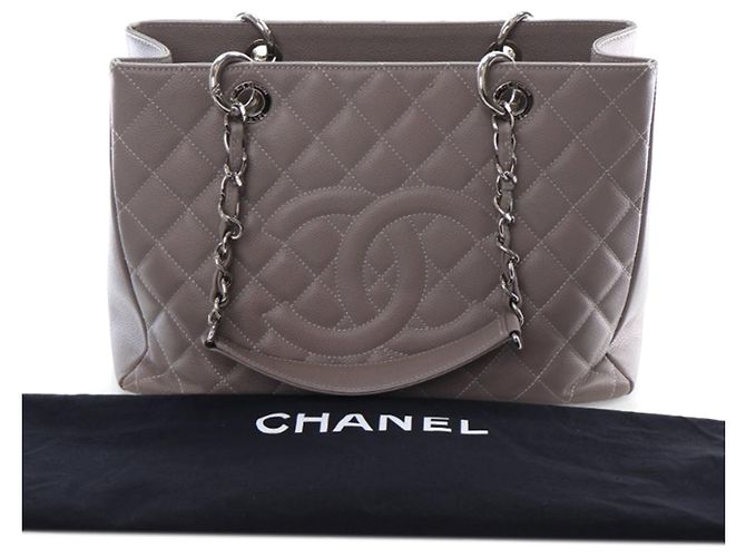 Chanel Grand Shopping Tote in Grau Caviar Braun - Ansicht 13