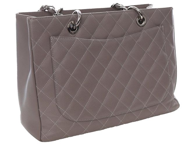 Chanel Grand Shopping Tote in Grau Caviar Braun - Ansicht 2
