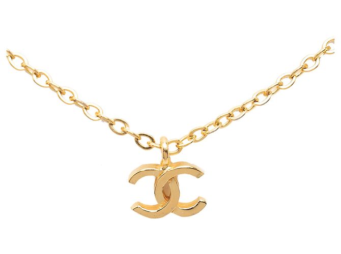 Collana con pendente Chanel Gold CC placcato oro D'oro - vista 4