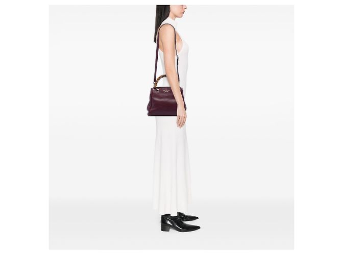 Borsa Gucci Purple Small Calfskin Bamboo Shopper Porpora - vista 5