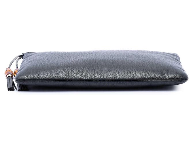 Bamboo Clutch Gucci in pelle di vitello nera con nappa in bambù Nero - vista 3