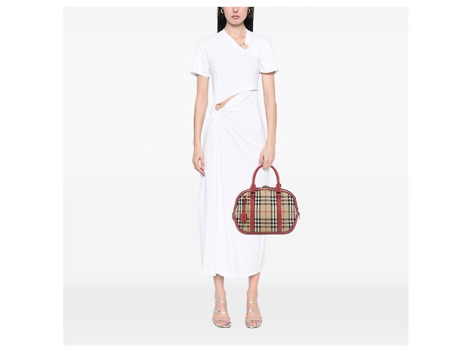 Bolsa bowling Orchard em nylon Burberry Beige Small Haymarket Check Bege - vista 6