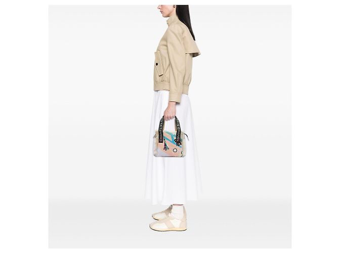 Borsa Chanel Beige Canvas Eiffel Tower - vista 5