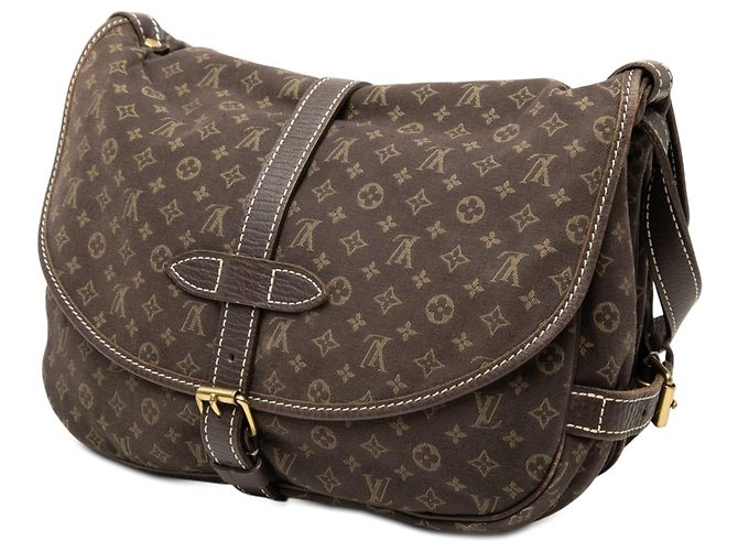 Louis Vuitton Marrone Monogram Mini Lin Saumur 30 Marrone scuro - vista 2