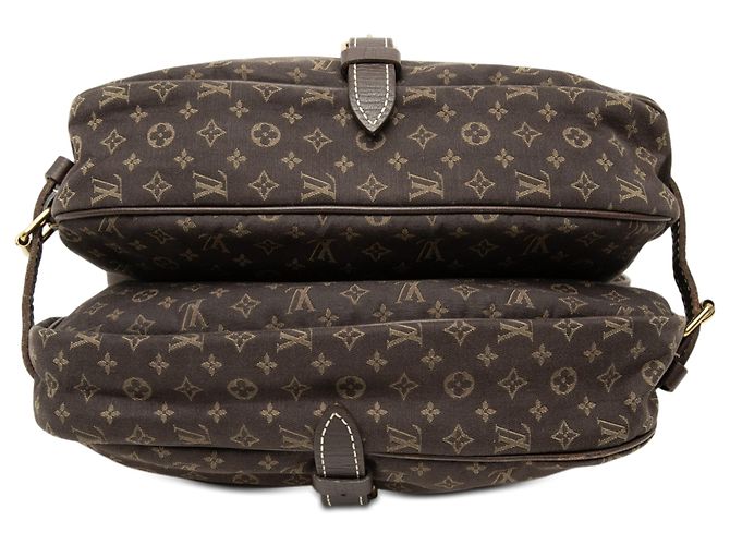 Louis Vuitton Marrone Monogram Mini Lin Saumur 30 Marrone scuro - vista 3