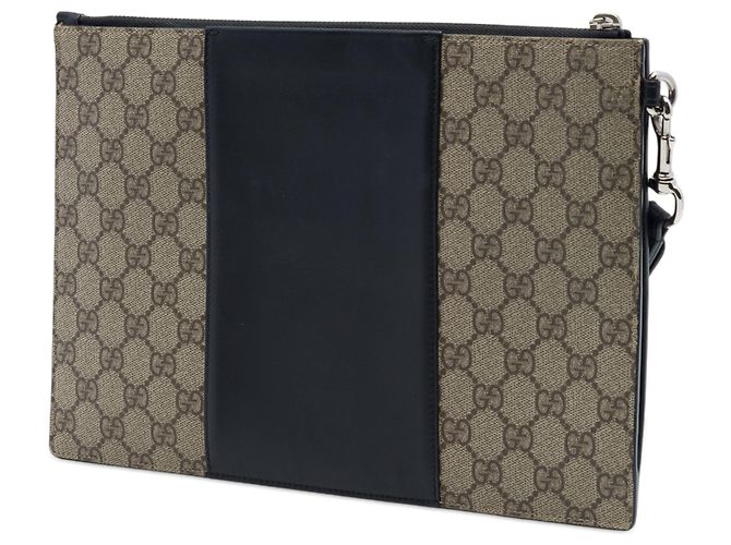 Pochette con zip da polso Gucci Beige GG Supreme - vista 2