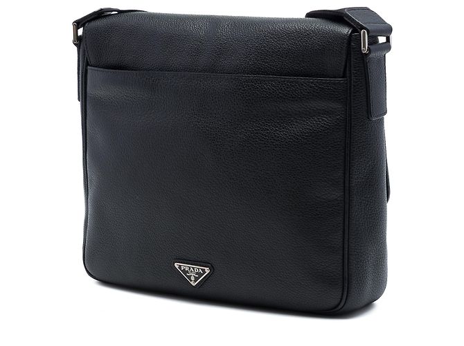 Prada Black Vitello Phenix Flap Crossbody Nero - vista 2