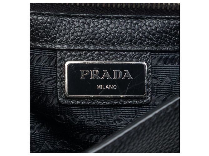 Prada Black Vitello Phenix Flap Crossbody Nero - vista 5