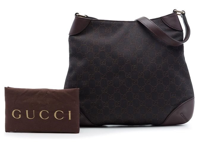 Sac à bandoulière Gucci en denim GG marron Marron foncé - vue 7