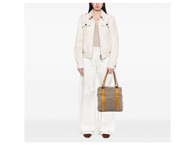 Gucci Beige Large GG Canvas Bamboo Libeccio Tote - Ansicht 5
