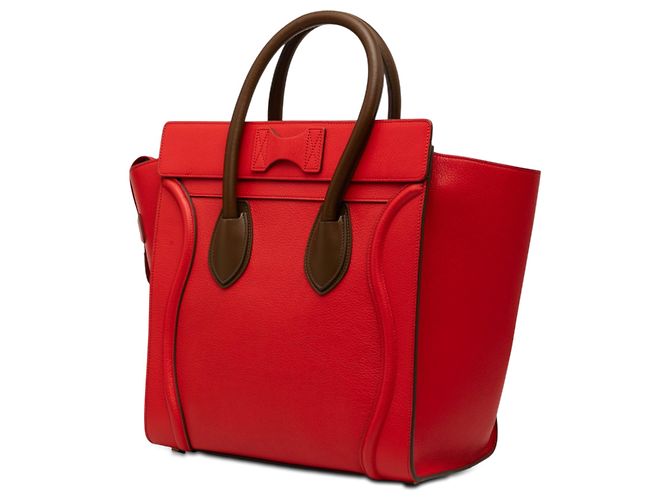 Céline Celine Mini Bicolor Leder Luggage Tote in Rot - Ansicht 2