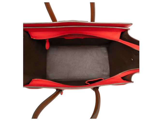 Céline Celine Mini Bicolor Leder Luggage Tote in Rot - Ansicht 4