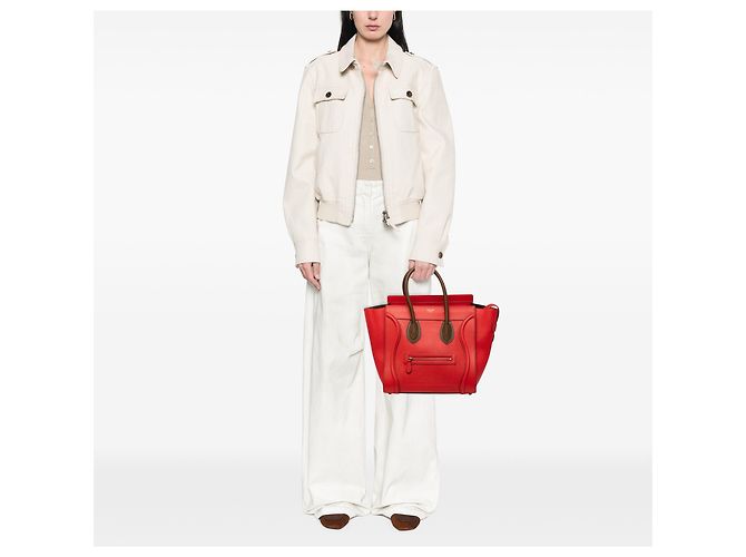 Céline Celine Mini Bicolor Leder Luggage Tote in Rot - Ansicht 6