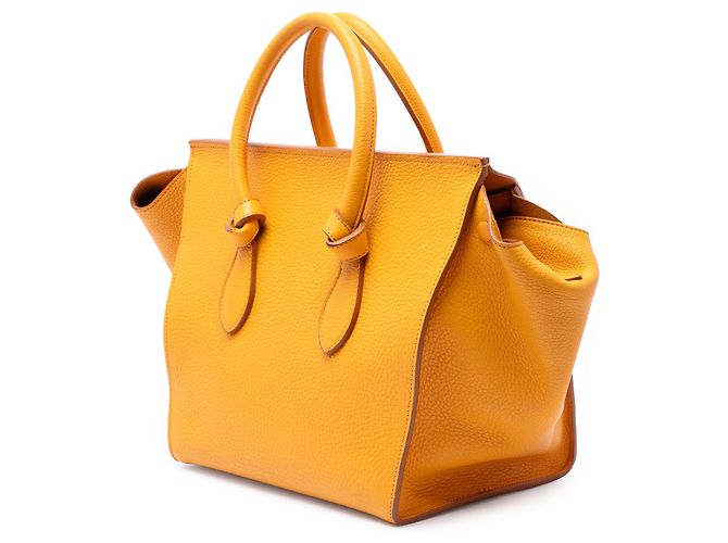 Céline Tote Celine em couro de bezerro de grão médio amarelo com nó Mostarda - vista 2
