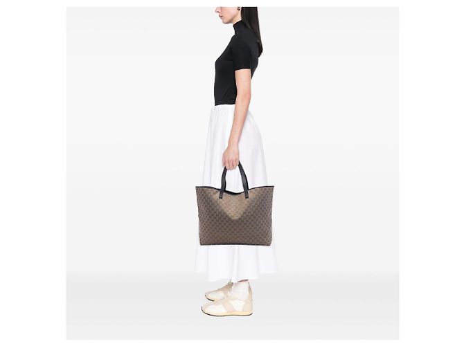 Gucci Tote aus grauem GG Canvas Braun - Ansicht 6