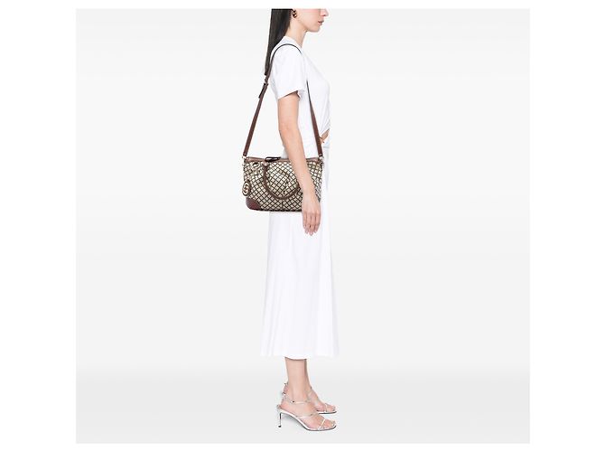 Borsa Sukey in tela beige Diamante Gucci - vista 5