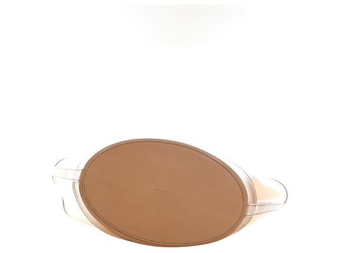 Saint Laurent Panier Tote aus PVC und Kalbsleder in Beige, Größe Medium - Ansicht 3