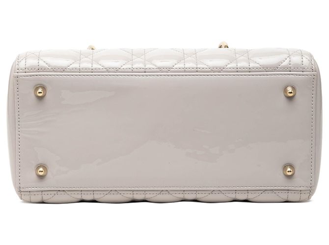 Lady Dior Cannage Dior in vernice grigio, misura Medium Marrone - vista 3