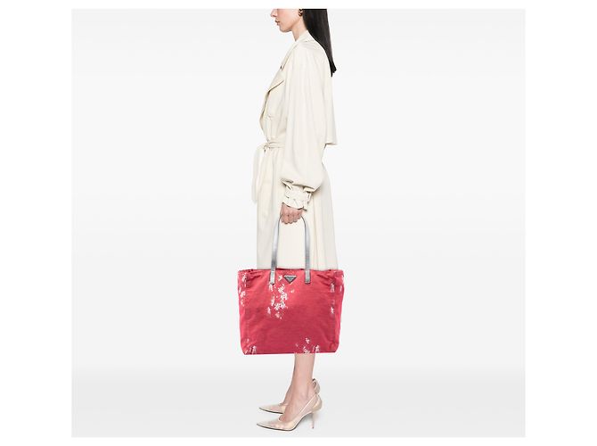 Prada Tote aus Canvas mit floralem Print in Pink - Ansicht 6