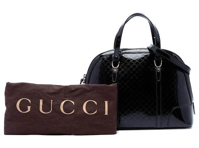 Gucci Black Small Microguccissima Patent Nice Satchel Nero - vista 7