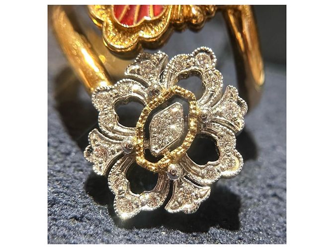 Buccellati Opera Tulle Enamel Ring White Red Golden - view 6