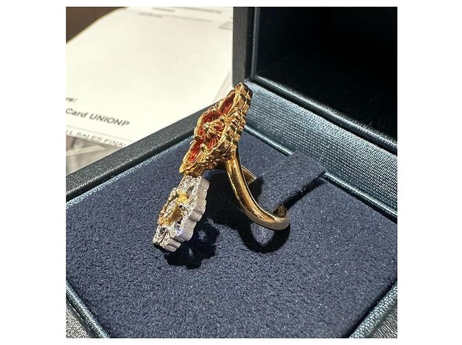 Buccellati Opera Tulle Enamel Ring White Red Golden - view 7