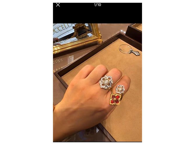 Buccellati Opera Tulle Enamel Ring White Red Golden - view 8