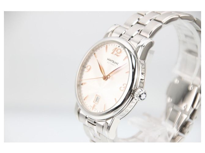 Montblanc Meisterstuck Star Date Automatico Quadrante Argento Acciaio 38.5mm 105961 Bianco - vista 4