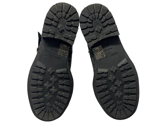 Stivaletti Biker Youth Jimmy Choo in Pelle Nera con Borchie - vista 5