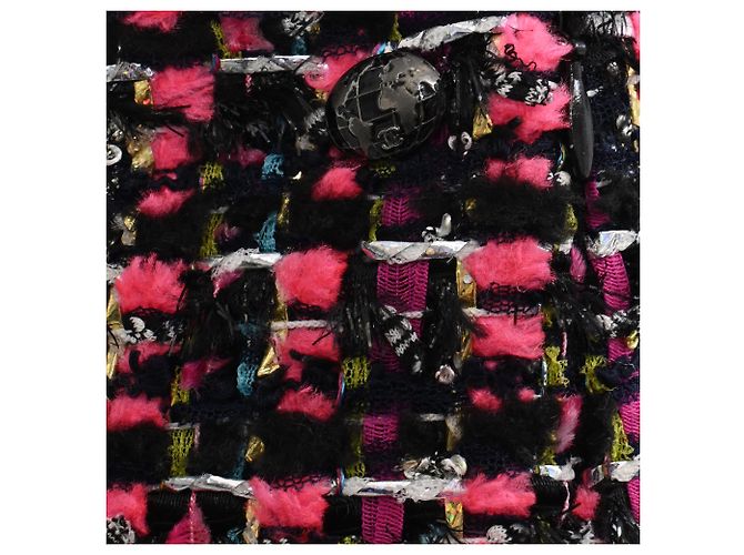 Timeless Falda de tweed Chanel plisada en poliamida rosa Castaño - vista 10