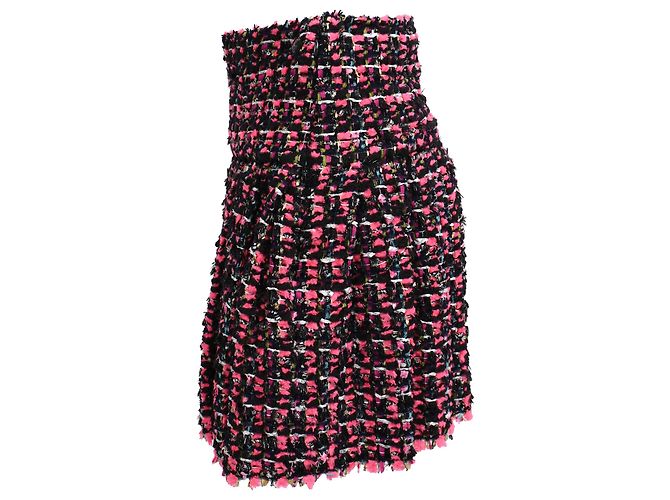 Timeless Falda de tweed Chanel plisada en poliamida rosa Castaño - vista 2