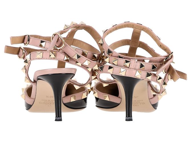 Décolleté Valentino Garavani Rockstud 65 in pelle nera e rosa Nero - vista 4
