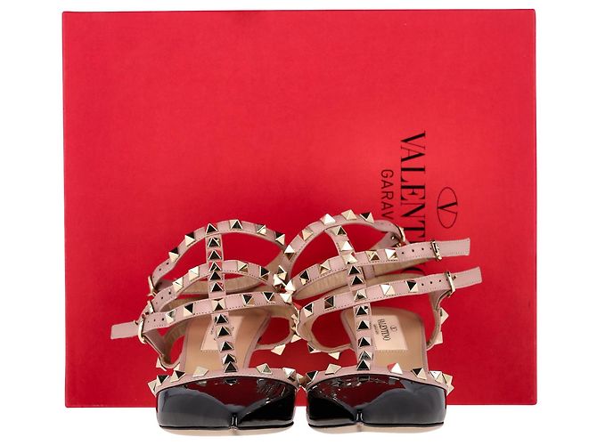 Décolleté Valentino Garavani Rockstud 65 in pelle nera e rosa Nero - vista 7
