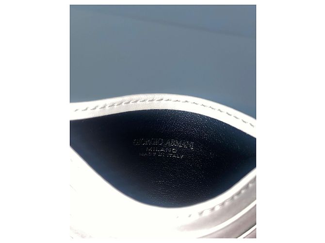 Portacarte Giorgio Armani con emblema in pelle bianca - vista 3