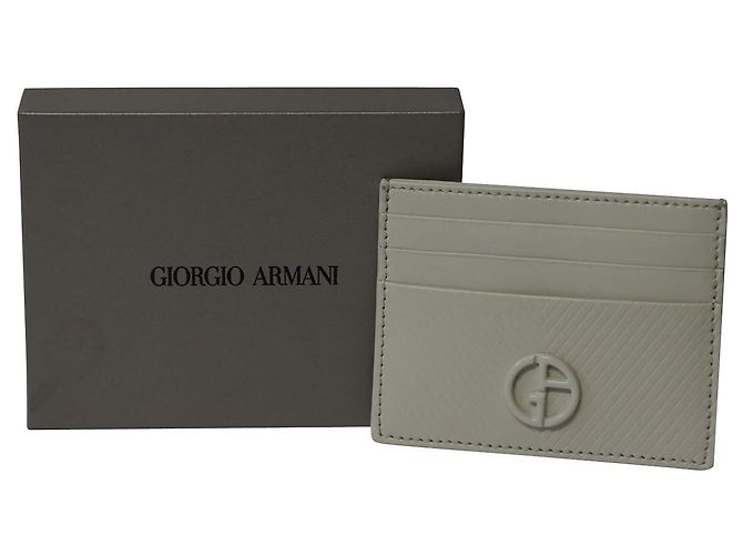Portacarte Giorgio Armani con emblema in pelle bianca - vista 5