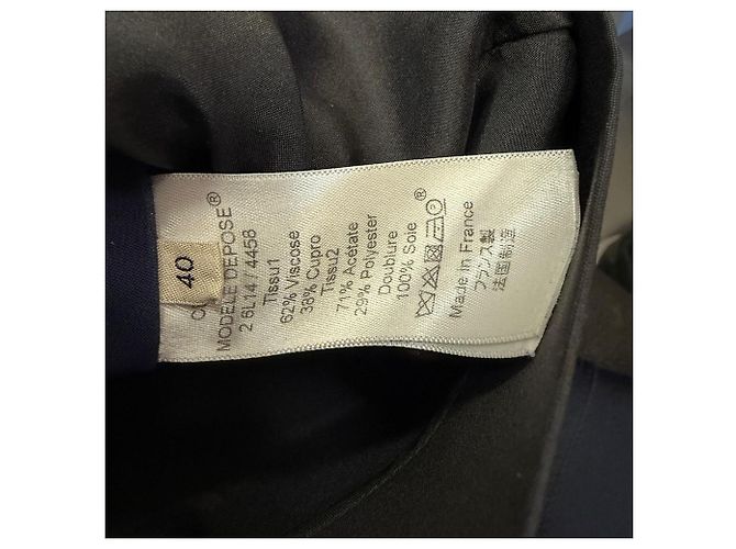 Céline Abito midi a maniche lunghe bicolore Celine in viscosa blu navy - vista 5
