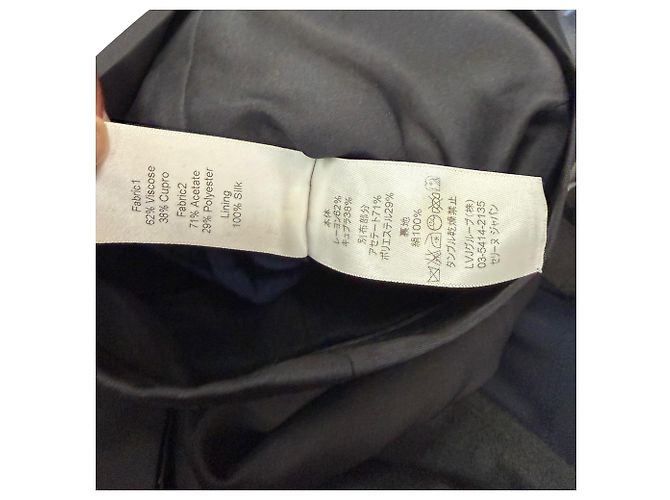 Céline Abito midi a maniche lunghe bicolore Celine in viscosa blu navy - vista 6