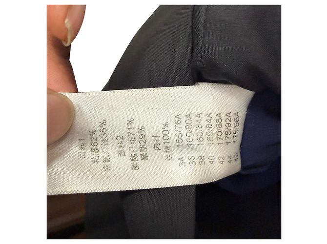 Céline Abito midi a maniche lunghe bicolore Celine in viscosa blu navy - vista 7