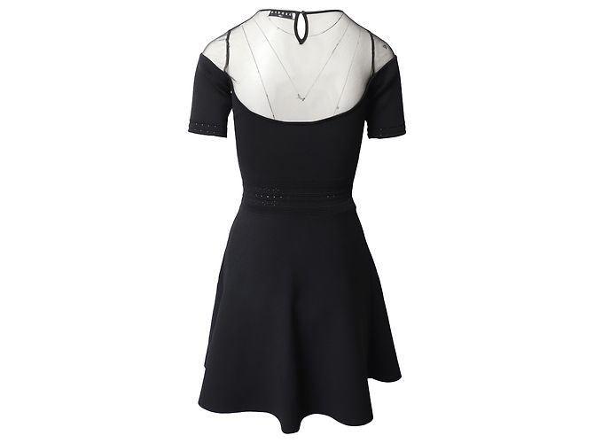 Vestido mini Sandro Paris con aplicaciones de rosas en viscosa negro - vista 3