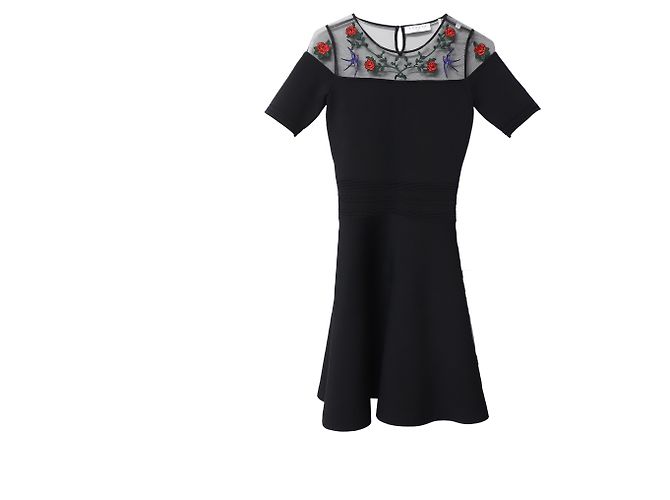 Vestido mini Sandro Paris con aplicaciones de rosas en viscosa negro - vista 4