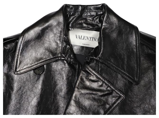 Autre Marque Gabardina de cuero negro Valentino - vista 6
