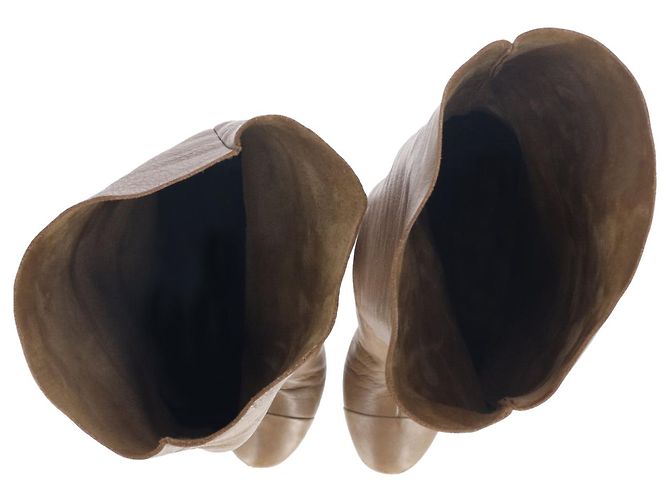 Chloé Botas Chloe Clear Heel acima do joelho em couro Tan Marrom Bege - vista 5