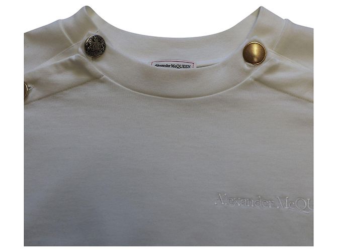 Camiseta Alexander McQueen con botones decorados en algodón blanco - vista 6